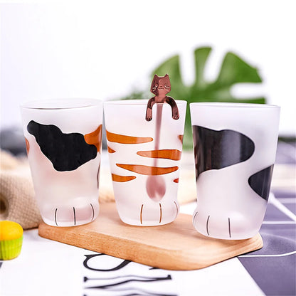 Cute Glass Cup Cat Feet