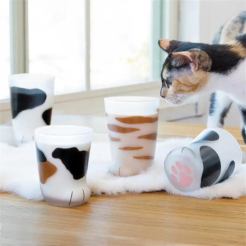 Cute Glass Cup Cat Feet